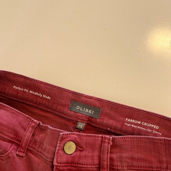 DL1961 Farrow Cropped High Rise Instasulpt Skinny Wine Colored Jeans Womens 29 - Picture 6 of 12